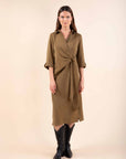 Draped Dress in Olive Green