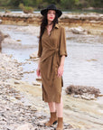 Draped Dress in Olive Green