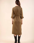 Draped Dress in Olive Green
