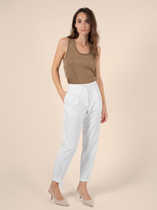 Pleated Trousers in Ivory