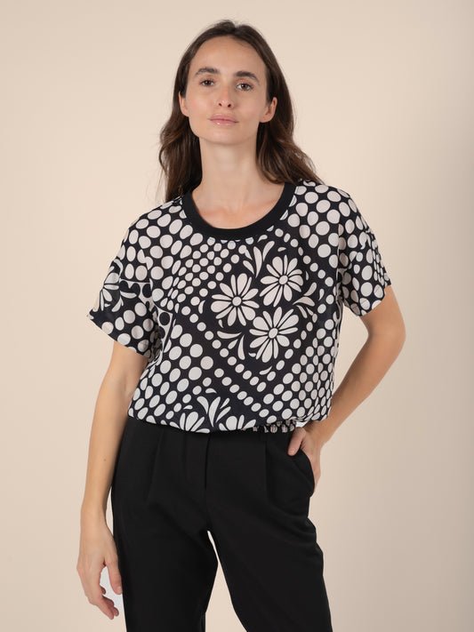 Round Neck Blouse in Black