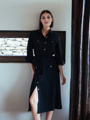 Long dress with Patch Pockets in Black