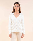 Reversible Wool Blend Cardigan in Ivory