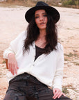 Reversible Wool Blend Cardigan in Ivory