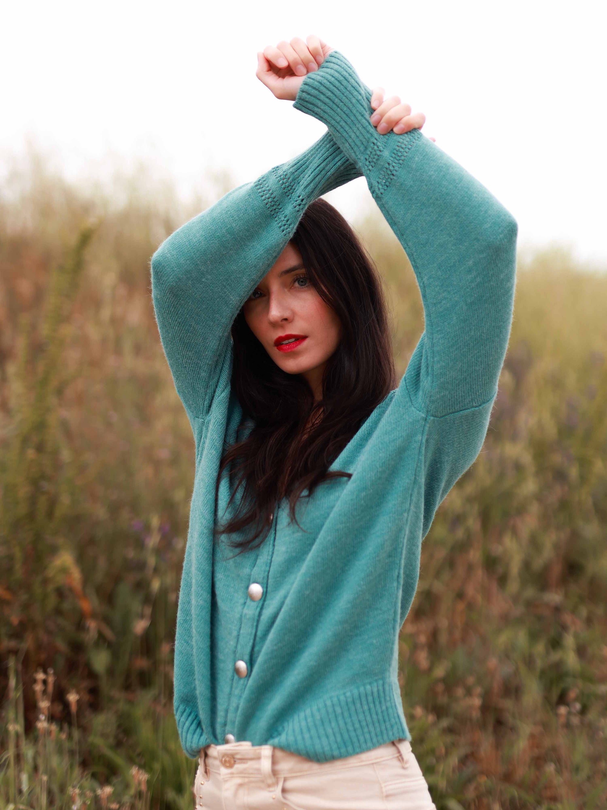 Reversible Wool Blend Cardigan in Celadon – Tortue