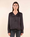 Satin Blouse in Chocolate Brown