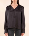 Satin Blouse in Chocolate Brown