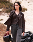Satin Blouse in Chocolate Brown