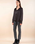 Satin Blouse in Chocolate Brown