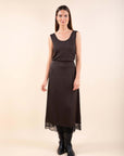 Satin Lace Skirt in Chocolate Brown