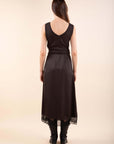 Satin Lace Skirt in Chocolate Brown