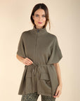 Zipped Cape in Khaki