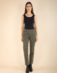 Leopard Straight Trousers in Khaki