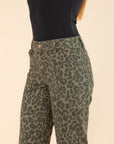 Leopard Straight Trousers in Khaki