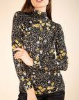 Button-Up High-Neck T-Shirt Multicoloured