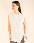 Sleeveless Zip-Up Jumper in Taupe