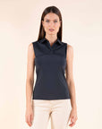 LOUISE Shirt Collar Tank Top in Indian Ink
