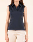 LOUISE Shirt Collar Tank Top in Indian Ink