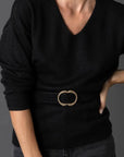 Andrea Double Buckle Belt in Black Size T2