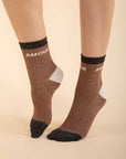 Pack of 3 Lurex Socks in Terracotta