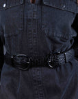 MAEL - Crocodile Effect Belt in Black