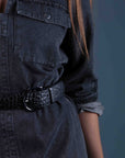MAEL - Crocodile Effect Belt in Black