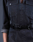 MAEL - Crocodile Effect Belt in Black