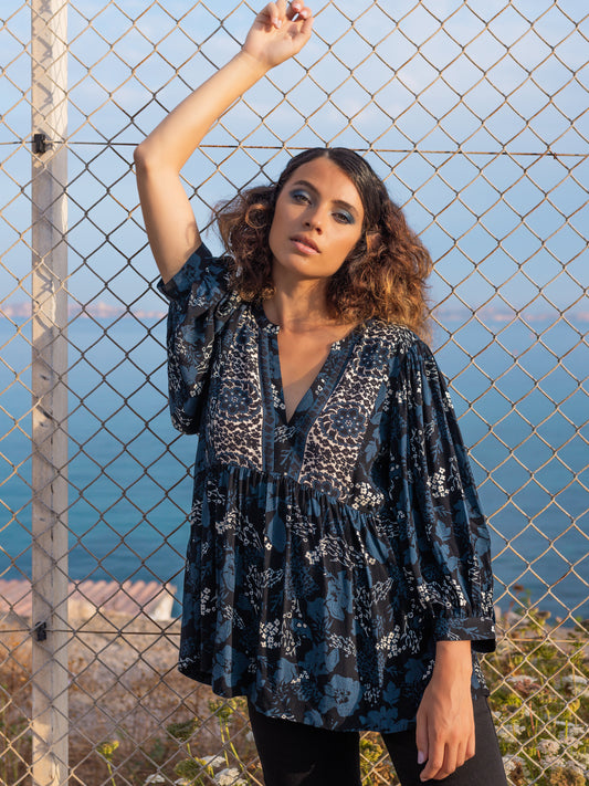 Bohemian Blouse in Night Blue