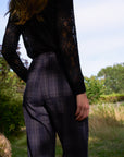 Checkered Trousers - BERENICE in Midnight Blue