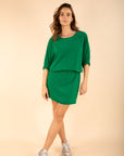 Batwing Sleeve Dress in Green