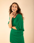 Batwing Sleeve Dress in Green