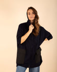 Oversized Hooded Cardigan in Navy