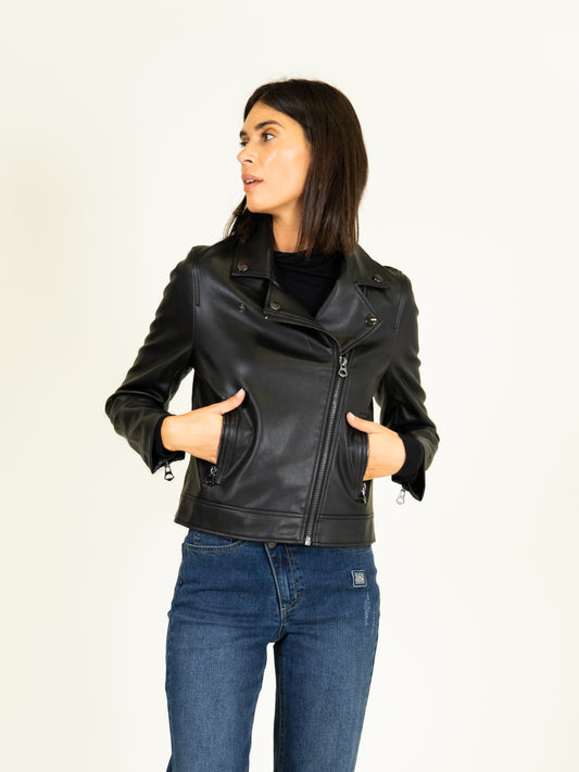 Faux Leather Jacket in Black