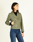 Faux Leather Jacket in Sage Size 8