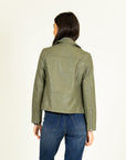 Faux Leather Jacket in Sage Size 8