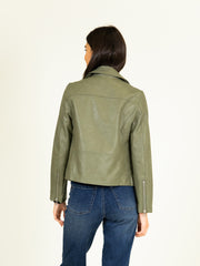 Faux Leather Jacket in Sage