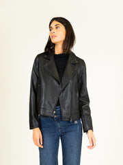 Faux Leather Jacket in Black