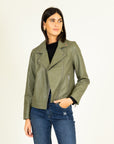 Faux Leather Jacket in Sage Size 8