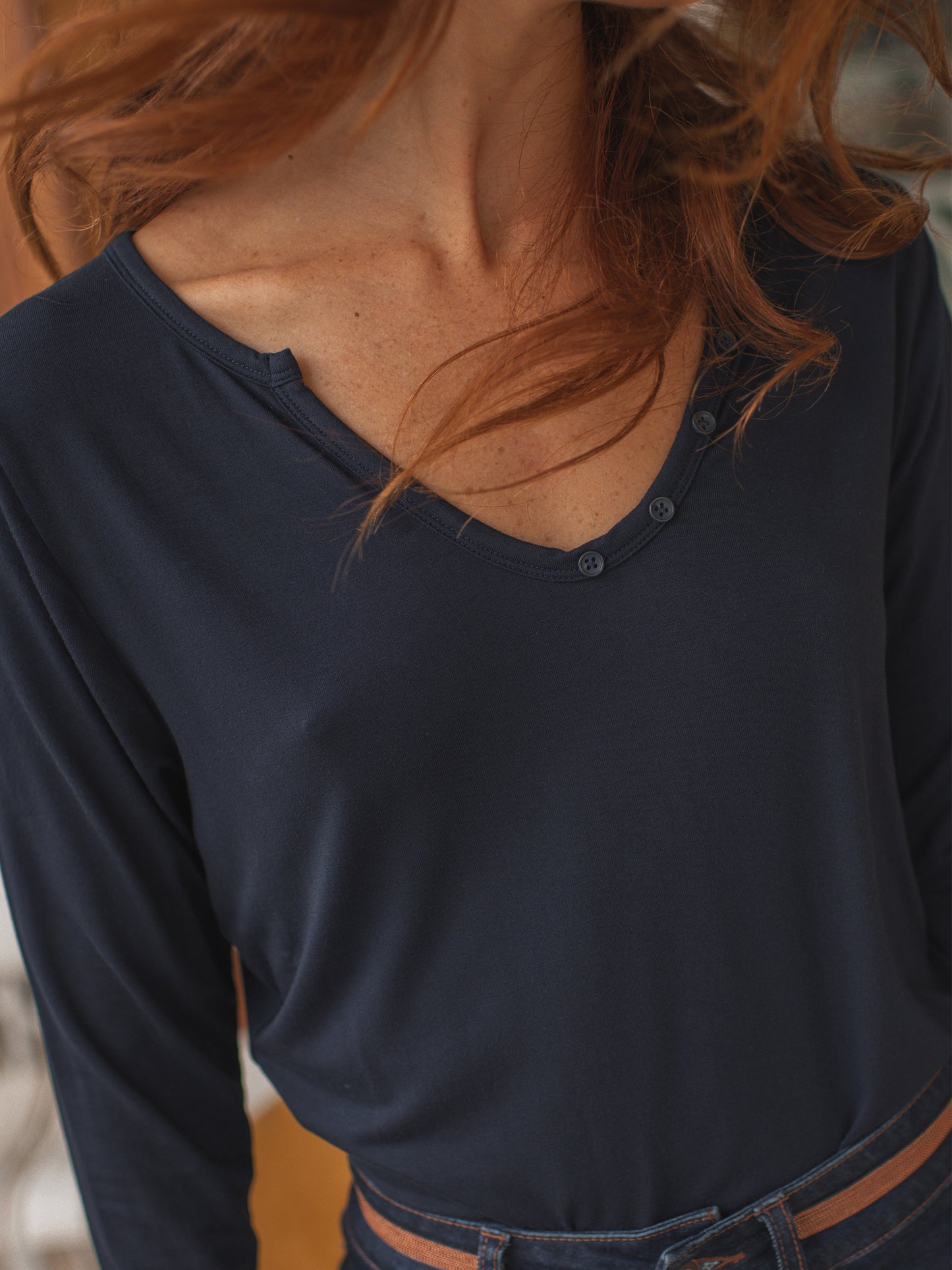 Long Sleeve T-Shirt Zoe in Ink Blue