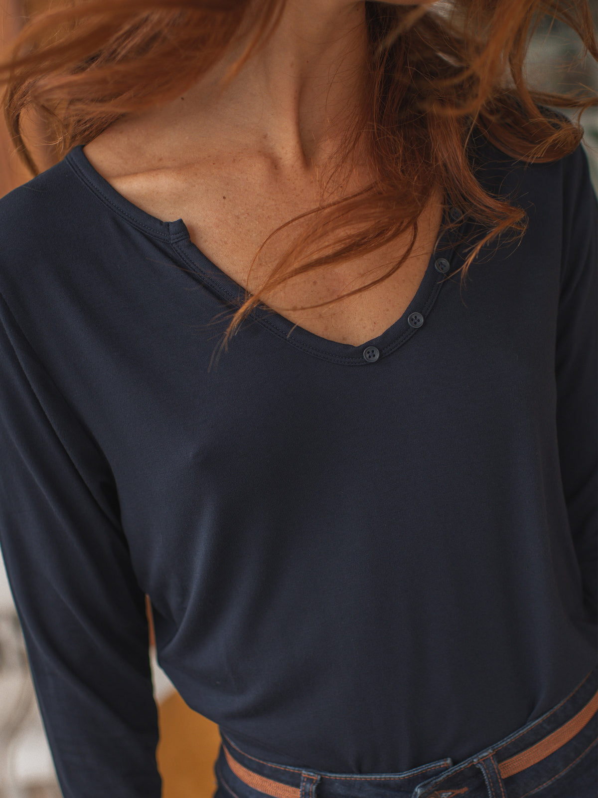 Long Sleeve T-Shirt in Ink Blue