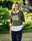 2-in-1 Shirt Jumper  - PAOLA in Khaki
