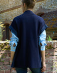 Denim-detailed Cape - VALENTINE in Midnight Blue