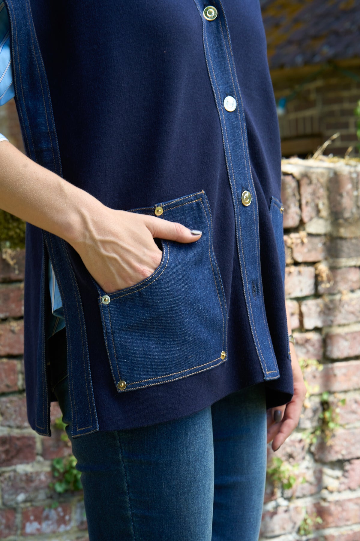 Denim-detailed Cape - VALENTINE in Midnight Blue