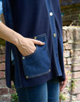 Denim-detailed Cape - VALENTINE in Midnight Blue