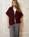 Zip-up Cardigan - PERLA in Bordeaux