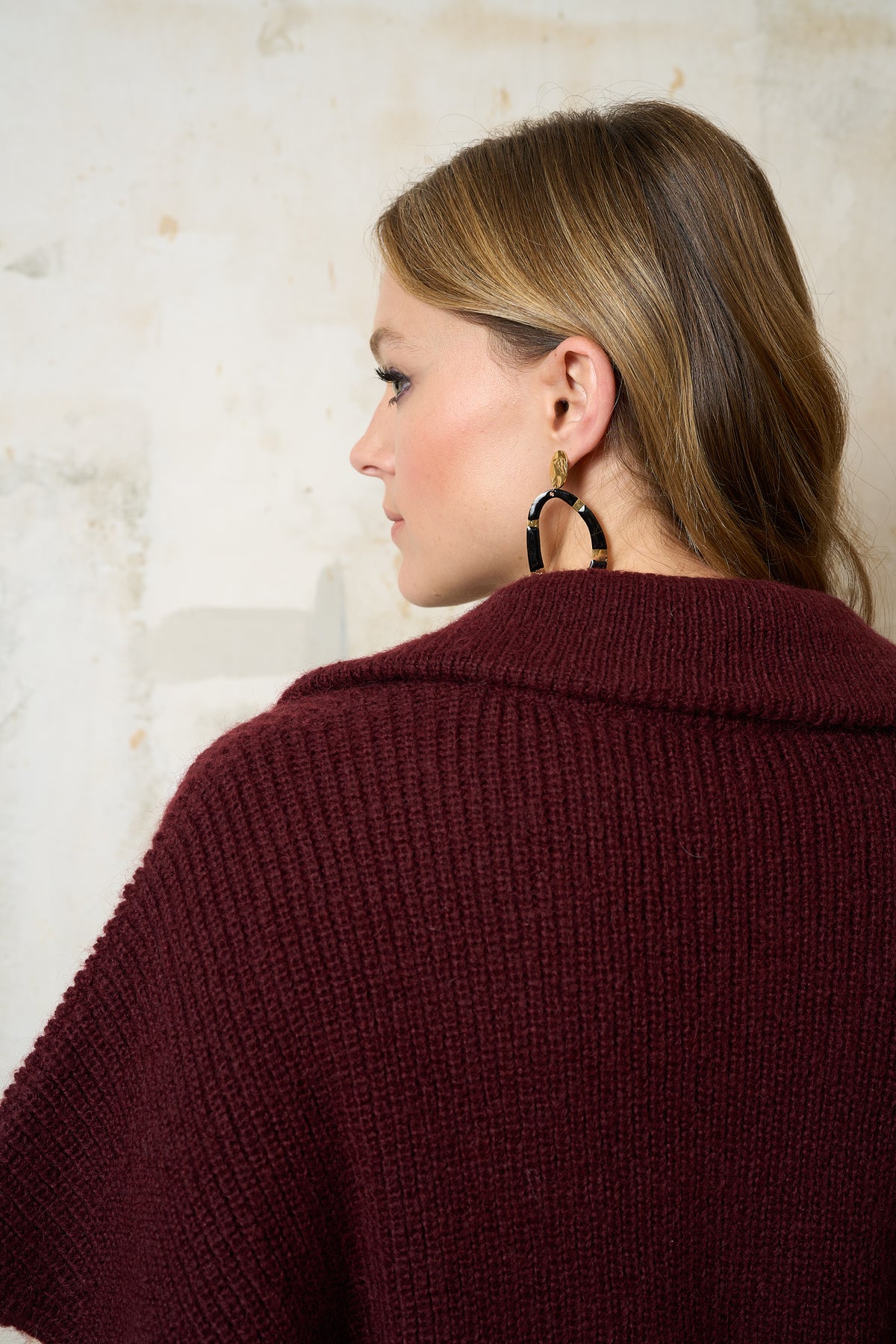 Zip-up Cardigan - PERLA in Bordeaux
