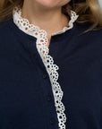Ruffled Collar Jumper - PIA in Navy
