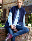 Denim-detailed Cape - VALENTINE in Midnight Blue