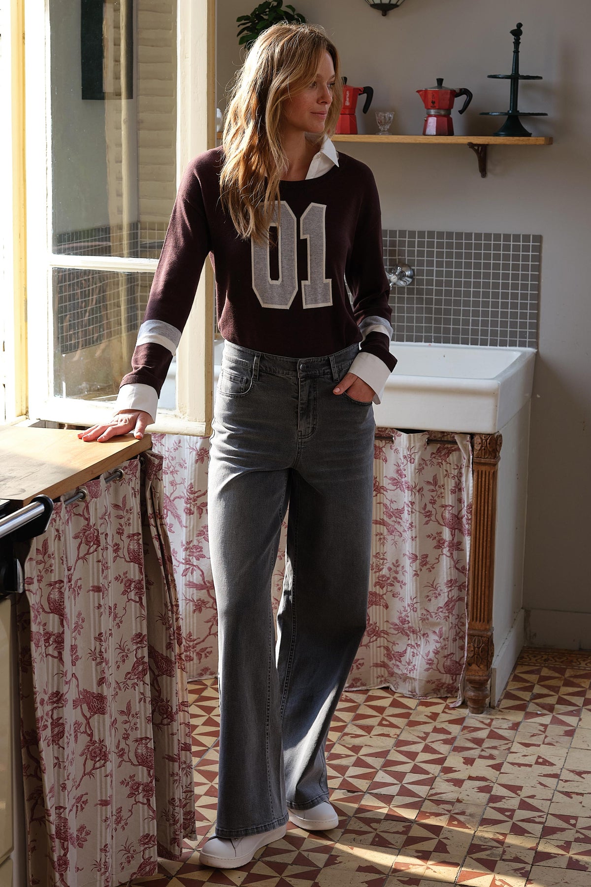2-in-1 Shirt Jumper  - PAOLA in Chocolate