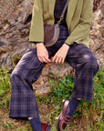 Checkered Trousers - BERENICE in Midnight Blue
